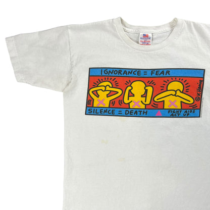 Vintage Y2K Keith Haring FIGHT AIDS ACT UP art tee (S)