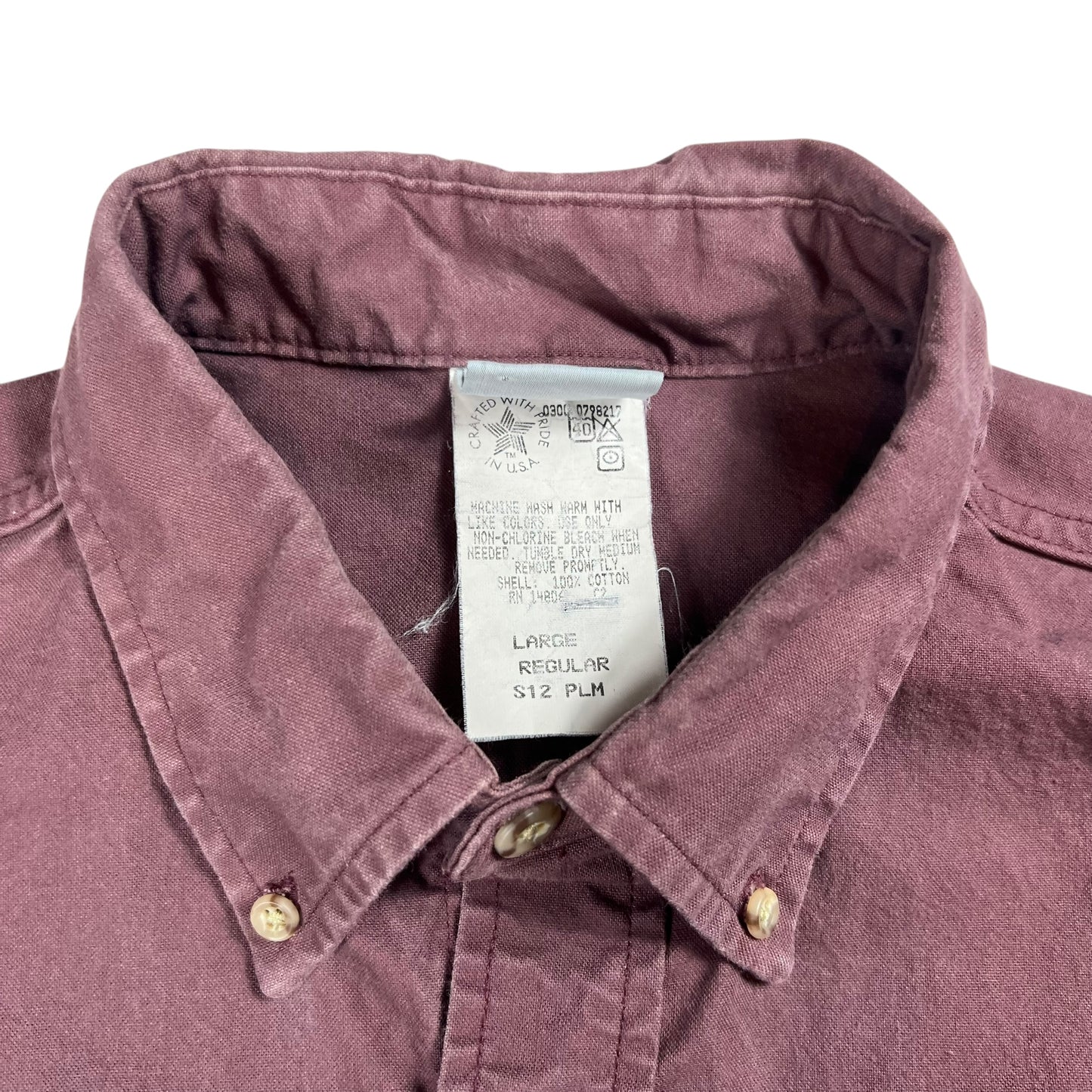 Vintage 90s Carhartt GEICO plum Union made button down shirt (L)