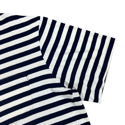 Vintage 90s Lands’ End striped navy white pocket tee (L)
