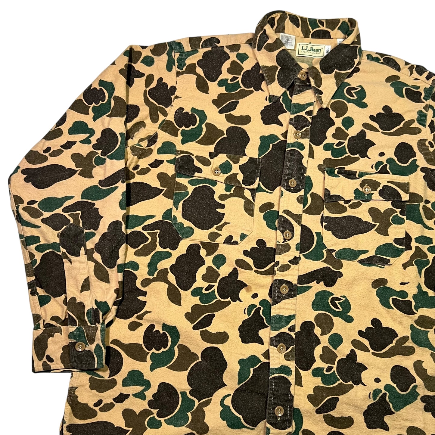 Vintage 80s L.L. Bean duck camo chamois button up shirt (L)
