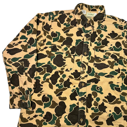 Vintage 80s L.L. Bean duck camo chamois button up shirt (L)