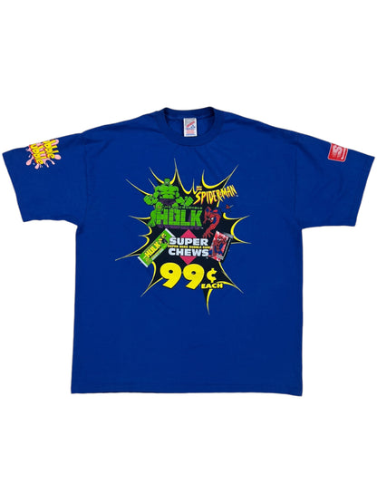 Vintage 90s Marvel Super Chews Hulk Spiderman super hero tee (XL)