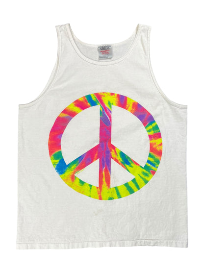 Vintage 90s Peace sign hippie tie dye tank top (M)