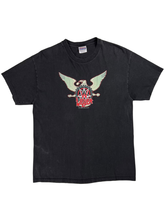Vintage 2001 Weezer Slayer ripped logo Geektanic Weezmacht band tee (L)