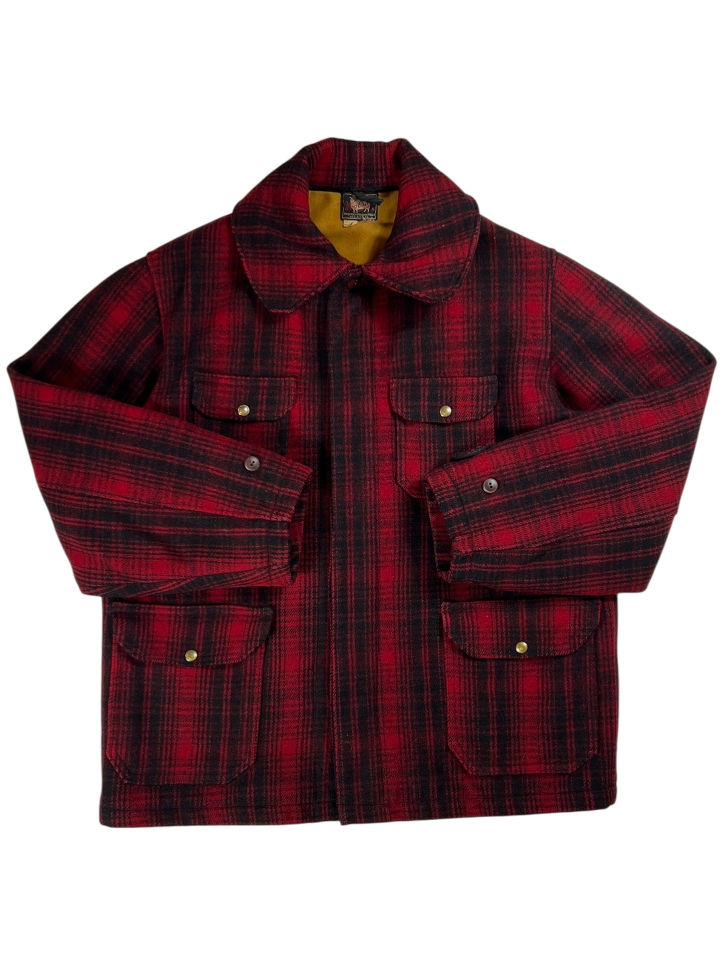 Vintage 1950s Woolrich buffalo plaid mackinaw red wool jacket (XL)
