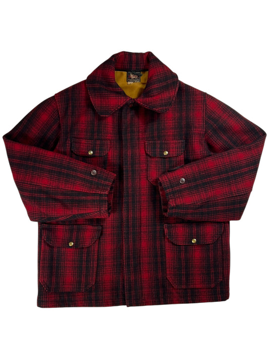 Vintage 1950s Woolrich buffalo plaid mackinaw red wool jacket (XL)