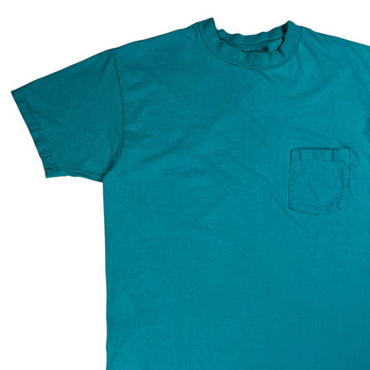 Vintage 80s Hanes Beefy T teal pocket tee (L)