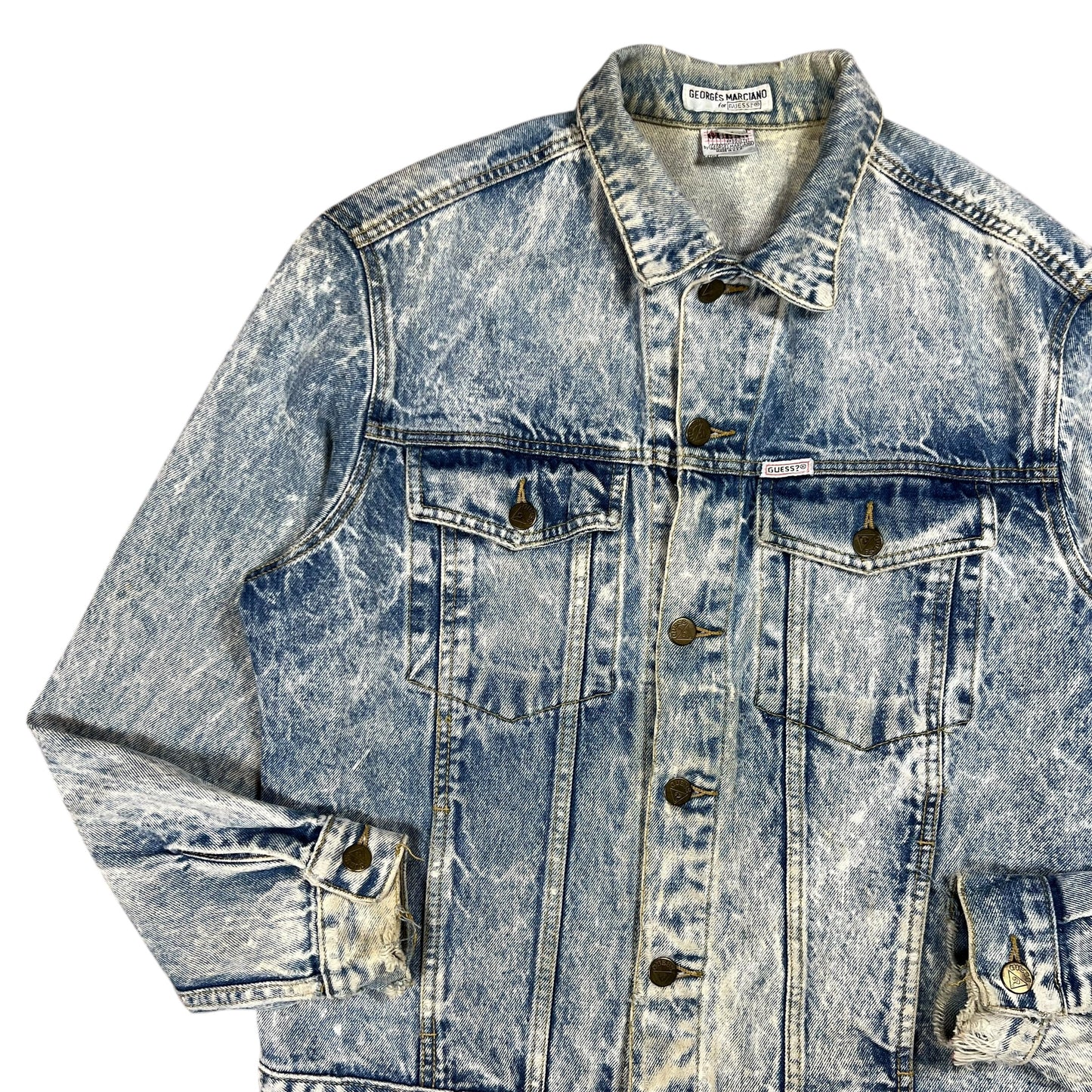 Vintage 90s GUESS Jeans acid wash worn denim jacket (M)