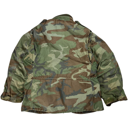 Vintage 90s camo military hooded jacket (L)