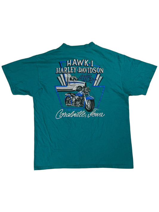 Vintage 90s Hawk-I Harley Davidson Iowa biker tee (XL)