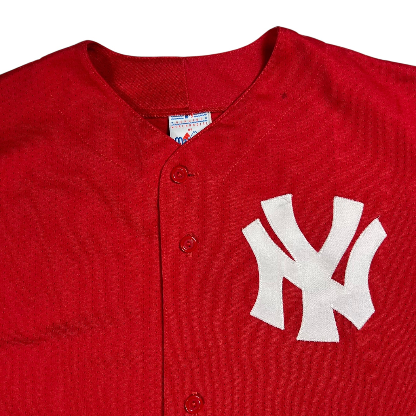 Vintage 90s Majestic New York Yankees red baseball jersey (L)