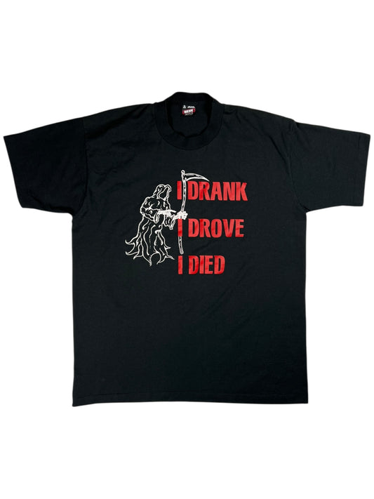 Vintage 90s Grim Reaper I Drank I Drove I Died tee (L)