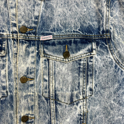Vintage 90s GUESS Jeans acid wash worn denim jacket (M)