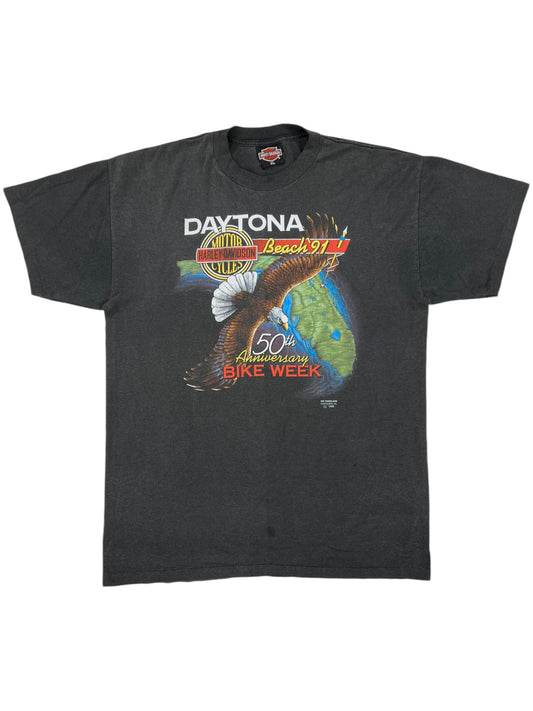 Vintage 1990 3D Emblem Harley Davidson Eagle Daytona tee (L)