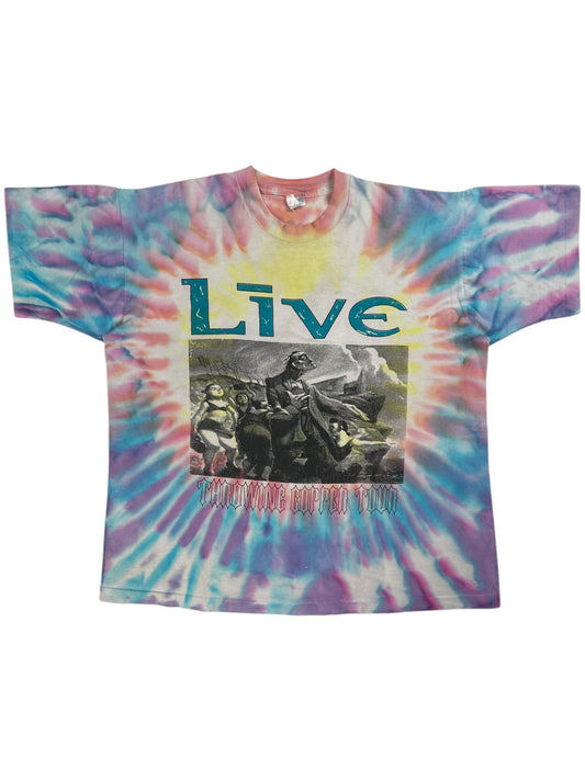 Vintage 90s Live Throwing Copper Tour tie dye band tee (L)