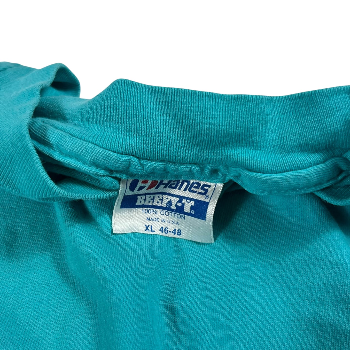 Vintage 80s Hanes Beefy T teal pocket tee (L)