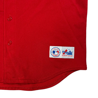 Vintage 90s Majestic New York Yankees red baseball jersey (L)