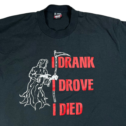 Vintage 90s Grim Reaper I Drank I Drove I Died tee (L)