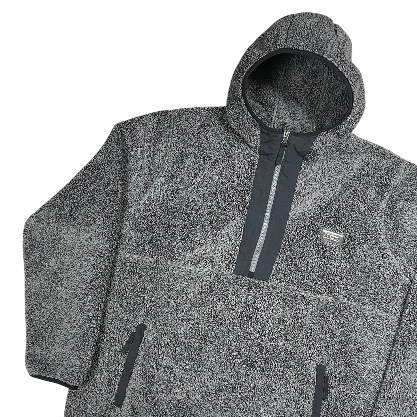 Vintage Y2K L.L. Bean Deep Pile Sherpa fleece anorak hoodie (XL)