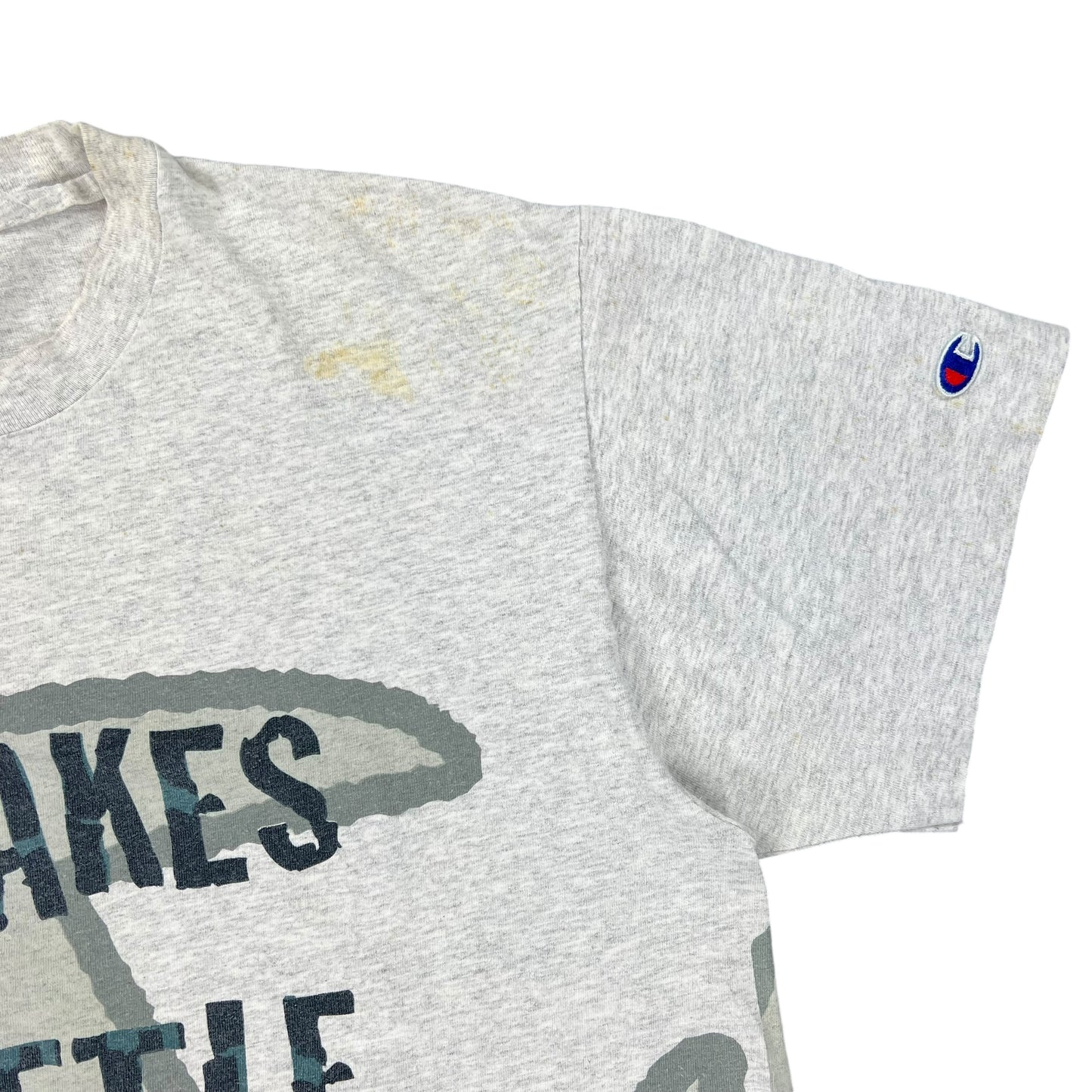 Vintage 90s Champion It Takes A Little More all over print tee (L)