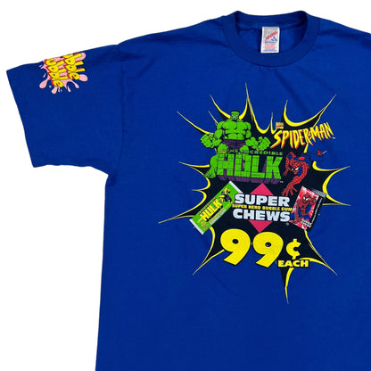 Vintage 90s Marvel Super Chews Hulk Spiderman super hero tee (XL)