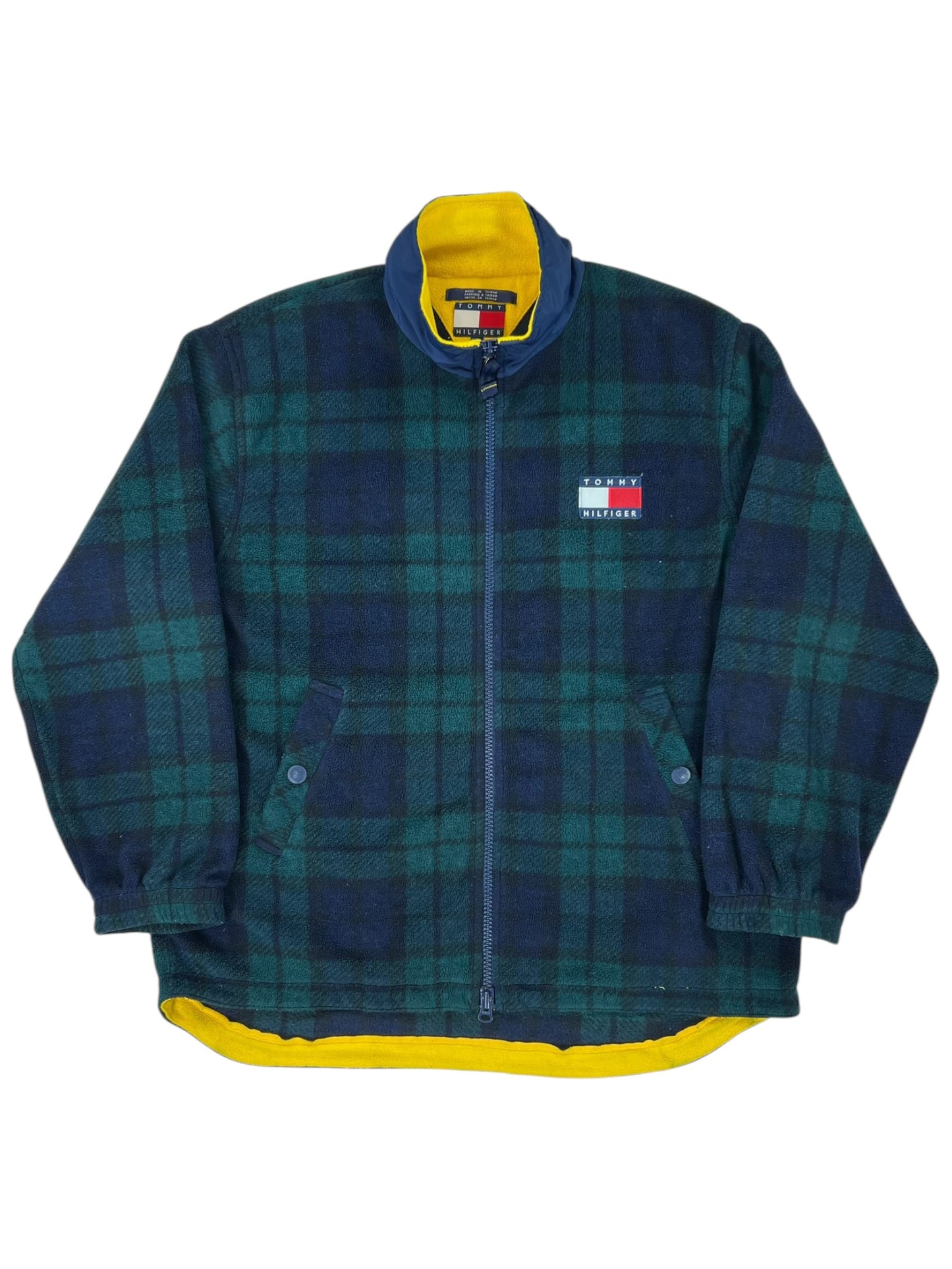 Vintage 90s Tommy Hilfiger plaid fleece (XL)