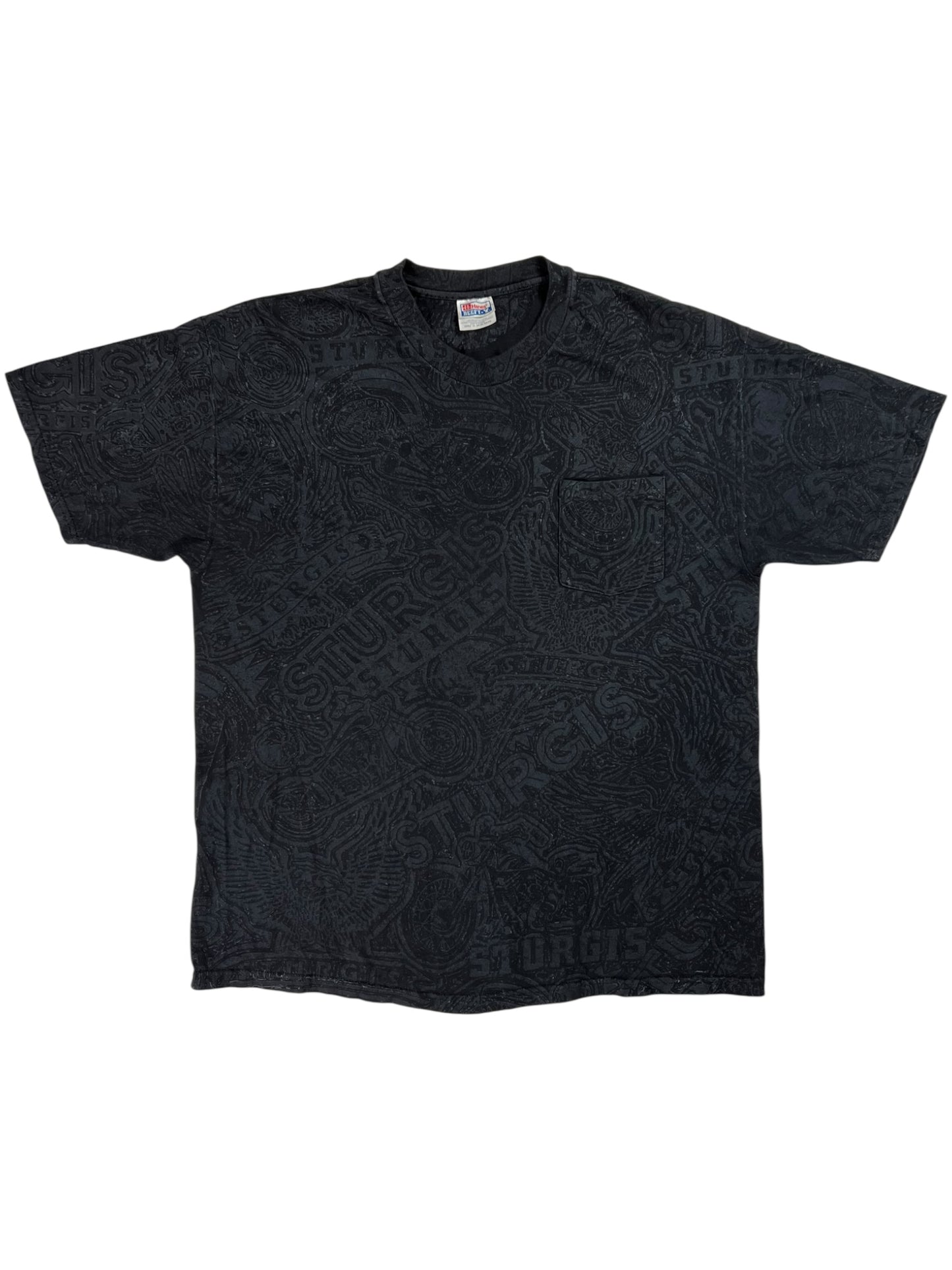 Vintage 1999 Sturgis Biker rally Skeleton all over print tee (XL)