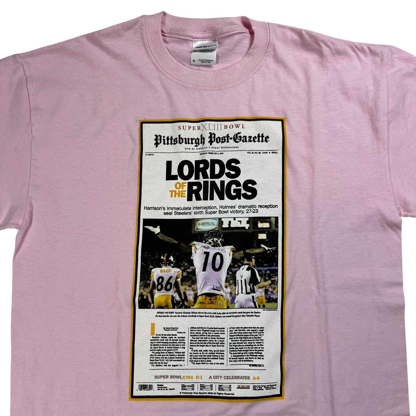 2009 Pittsburgh Steelers Lord of the Rings newspaper tee (M)