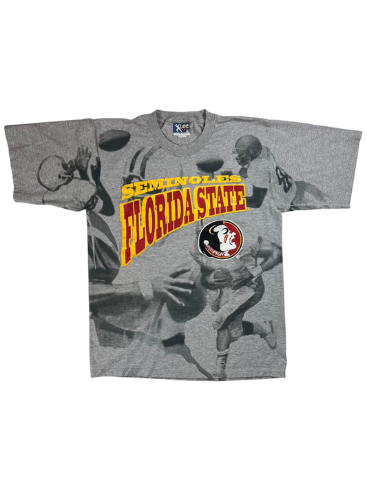 Vintage 90s Florida State University Seminoles football all over print tee (L)