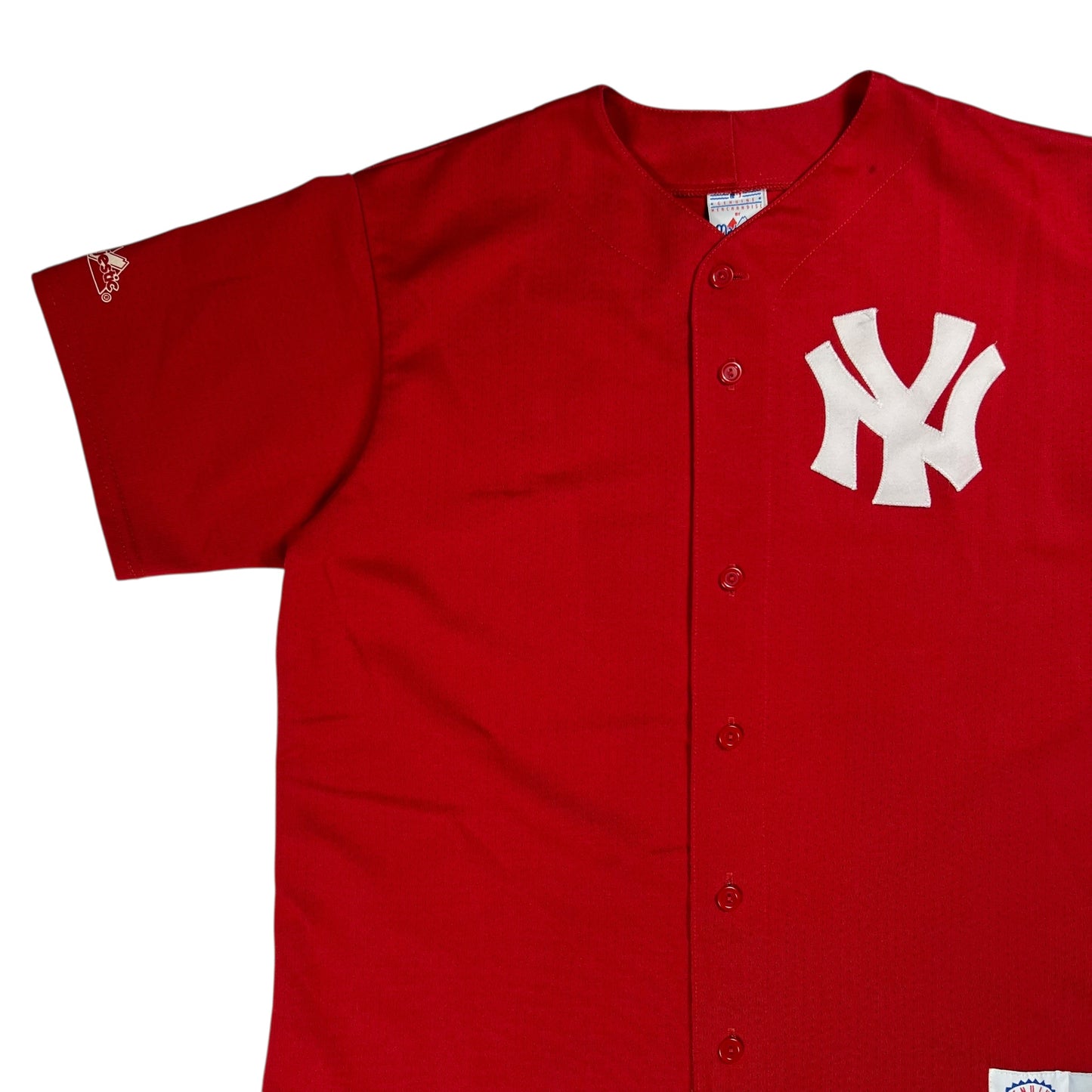 Vintage 90s Majestic New York Yankees red baseball jersey (L)