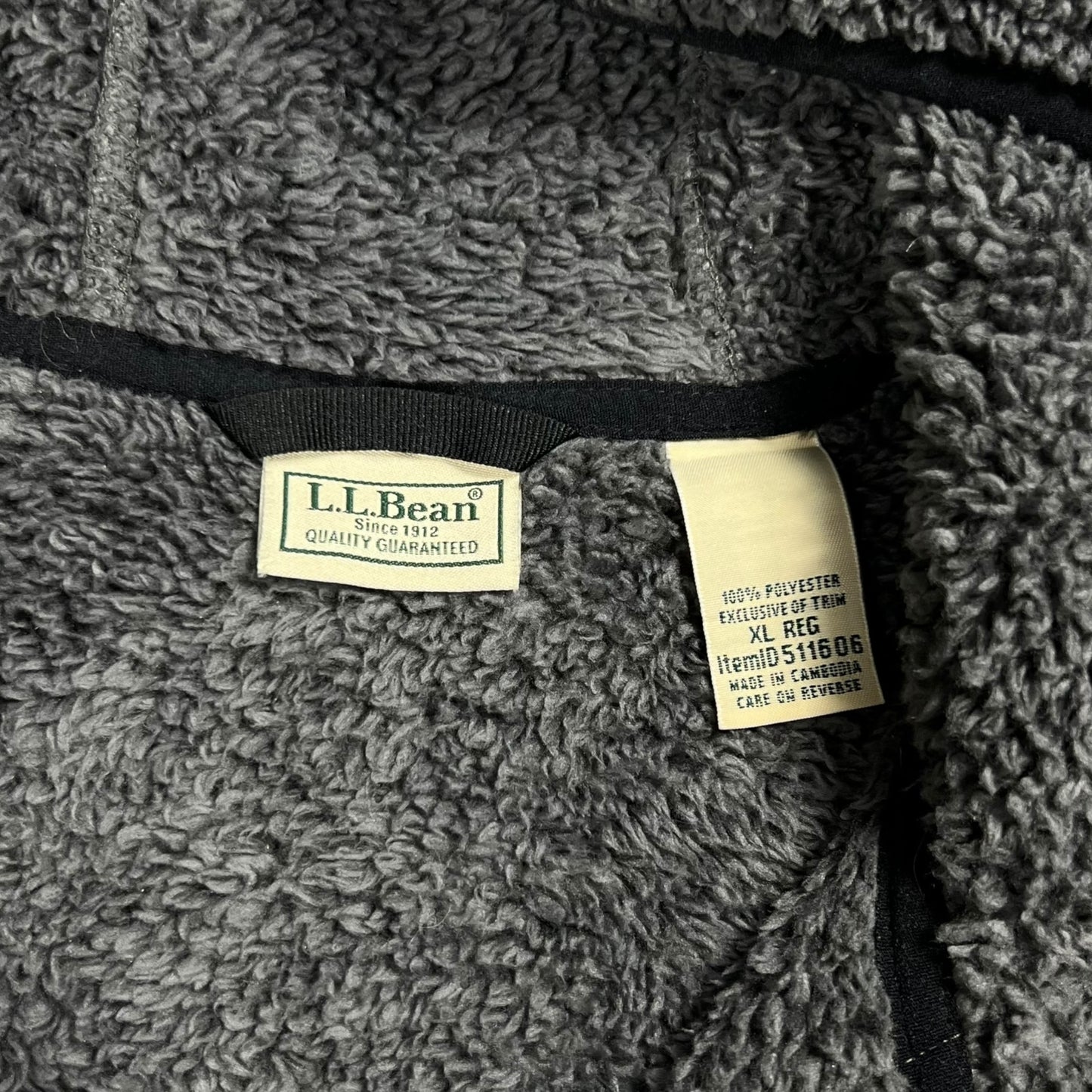 Vintage Y2K L.L. Bean Deep Pile Sherpa fleece anorak hoodie (XL)