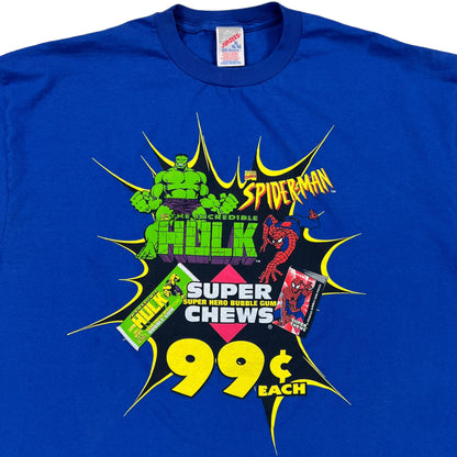 Vintage 90s Marvel Super Chews Hulk Spiderman super hero tee (XL)