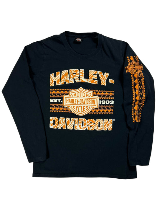 Vintage Y2K Harley Davidson femme long sleeve print shirt (M)