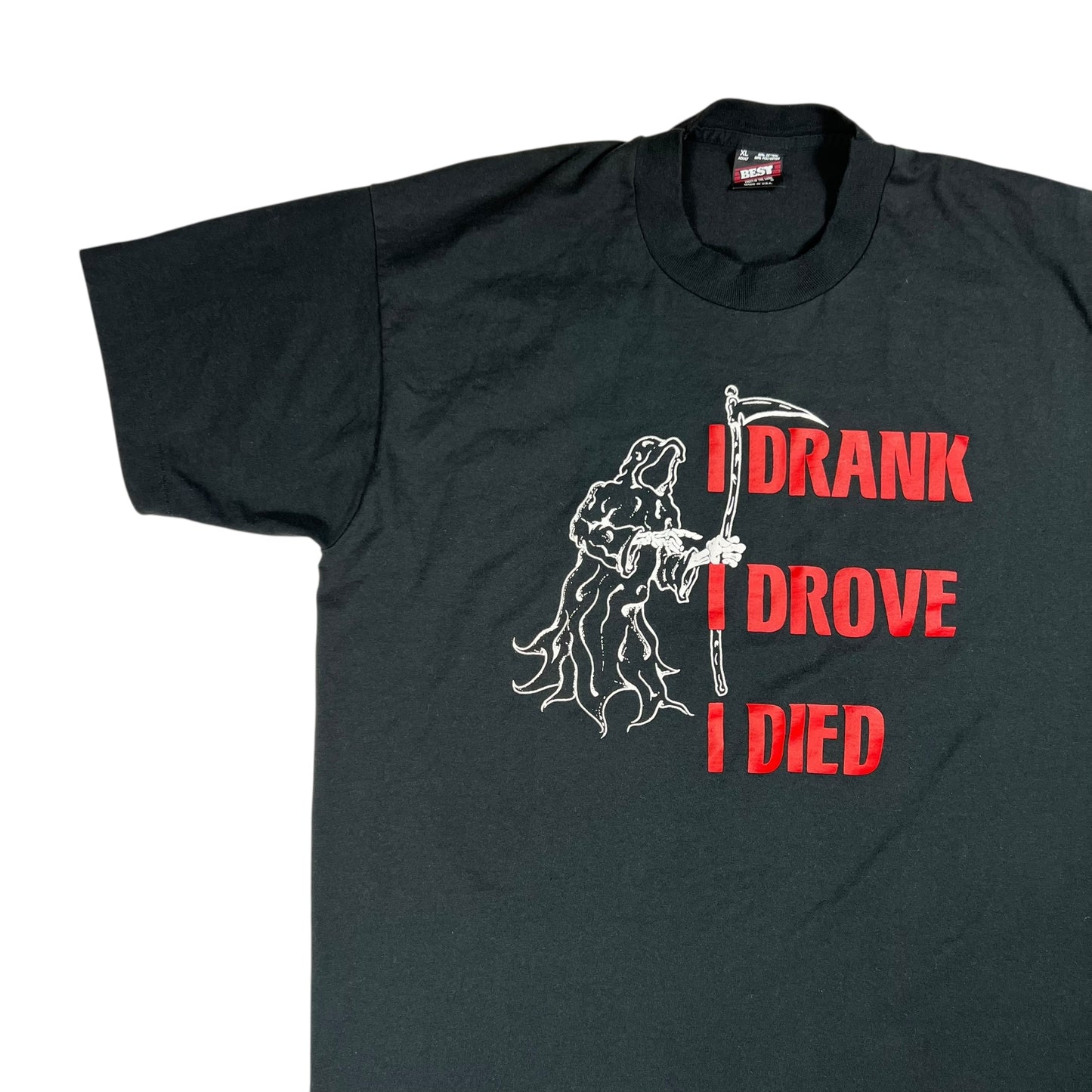 Vintage 90s Grim Reaper I Drank I Drove I Died tee (L)