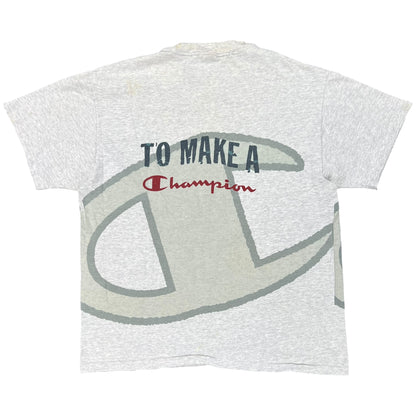 Vintage 90s Champion It Takes A Little More all over print tee (L)