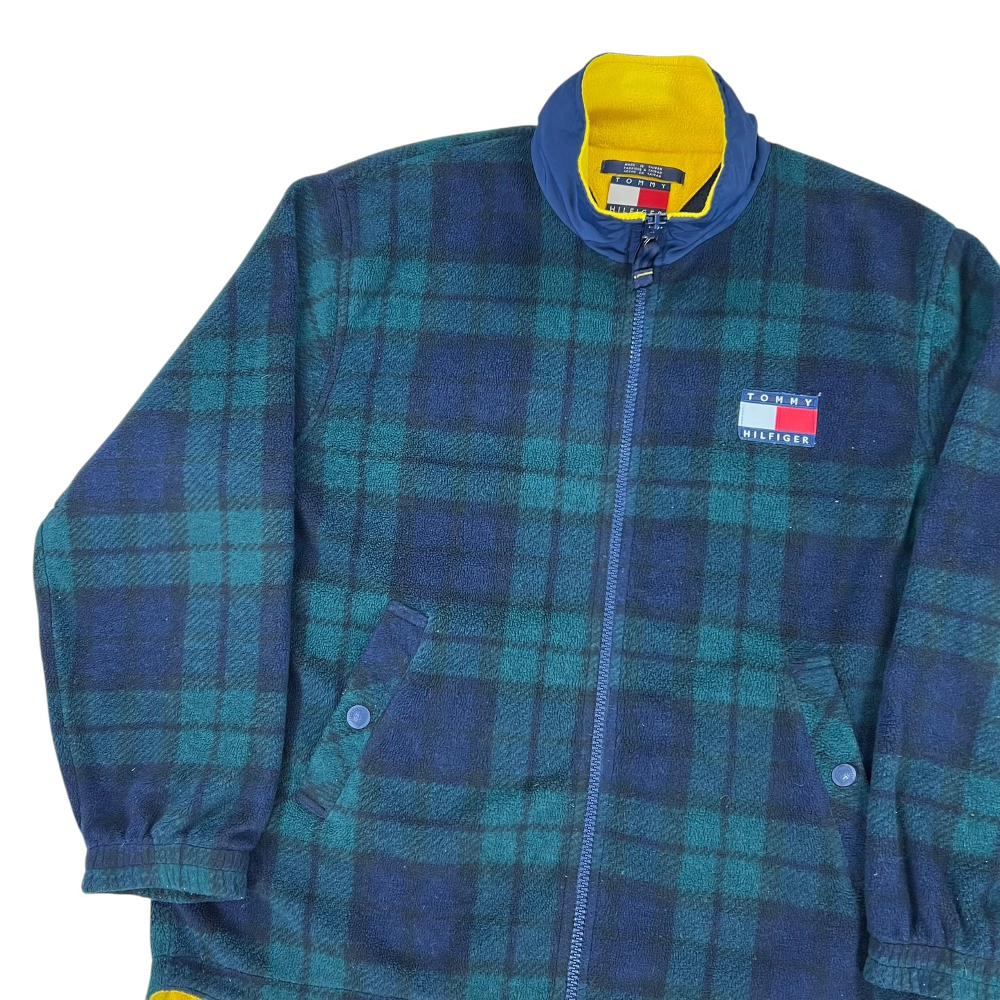 Vintage 90s Tommy Hilfiger plaid fleece (XL)