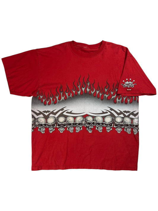 Vintage Y2K JNCO Jeans all over print wrap around skulls tee (XL)