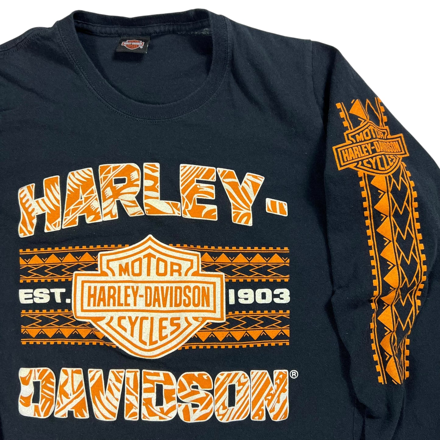 Vintage Y2K Harley Davidson femme long sleeve print shirt (M)