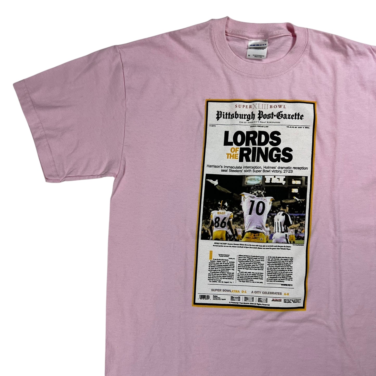 2009 Pittsburgh Steelers Lord of the Rings newspaper tee (M)