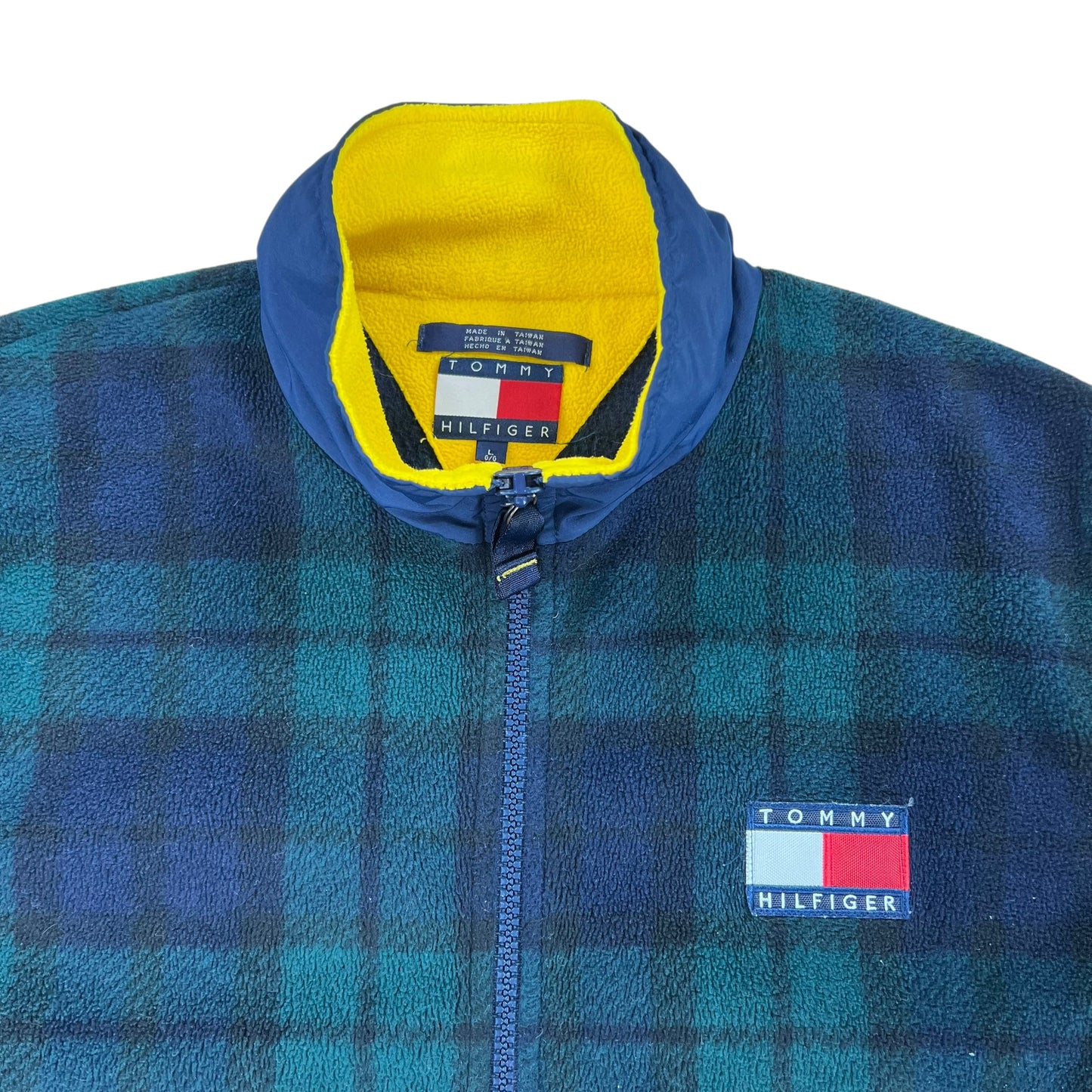 Vintage 90s Tommy Hilfiger plaid fleece (XL)