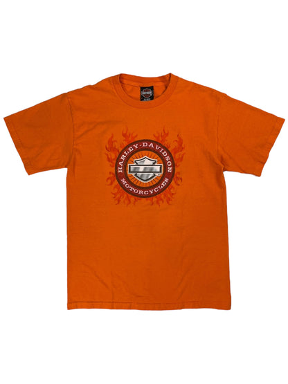 Vintage Y2K Harley Davidson Motorcycles Orange flame tee (M)