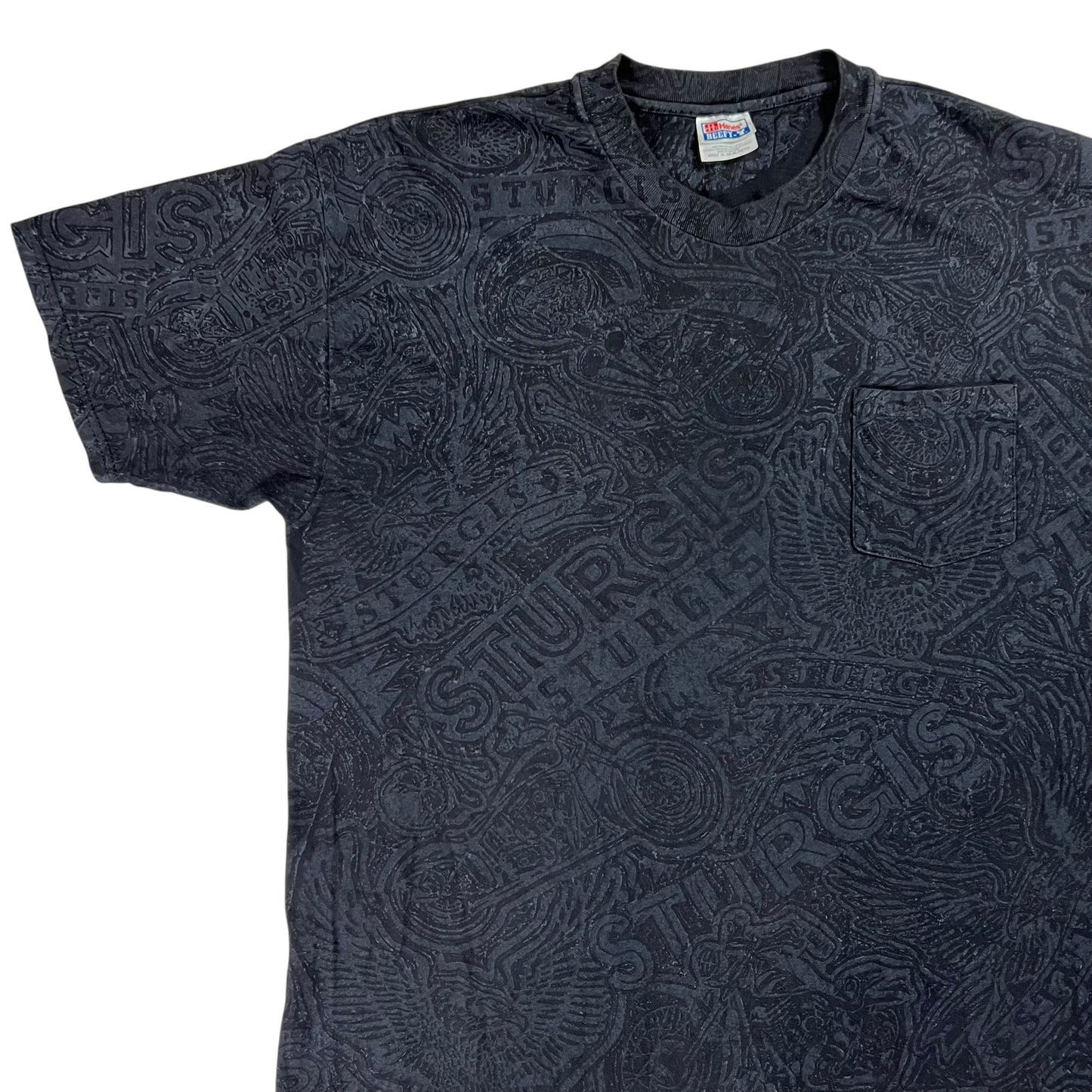 Vintage 1999 Sturgis Biker rally Skeleton all over print tee (XL)