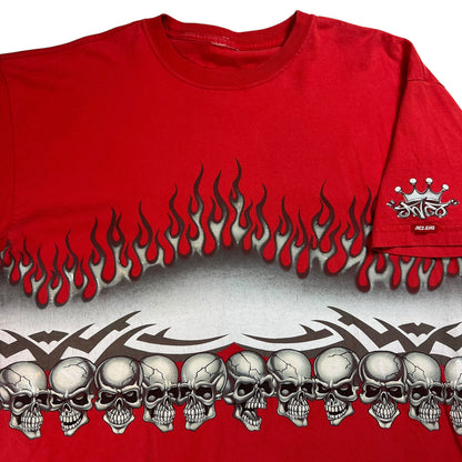 Vintage Y2K JNCO Jeans all over print wrap around skulls tee (XL)