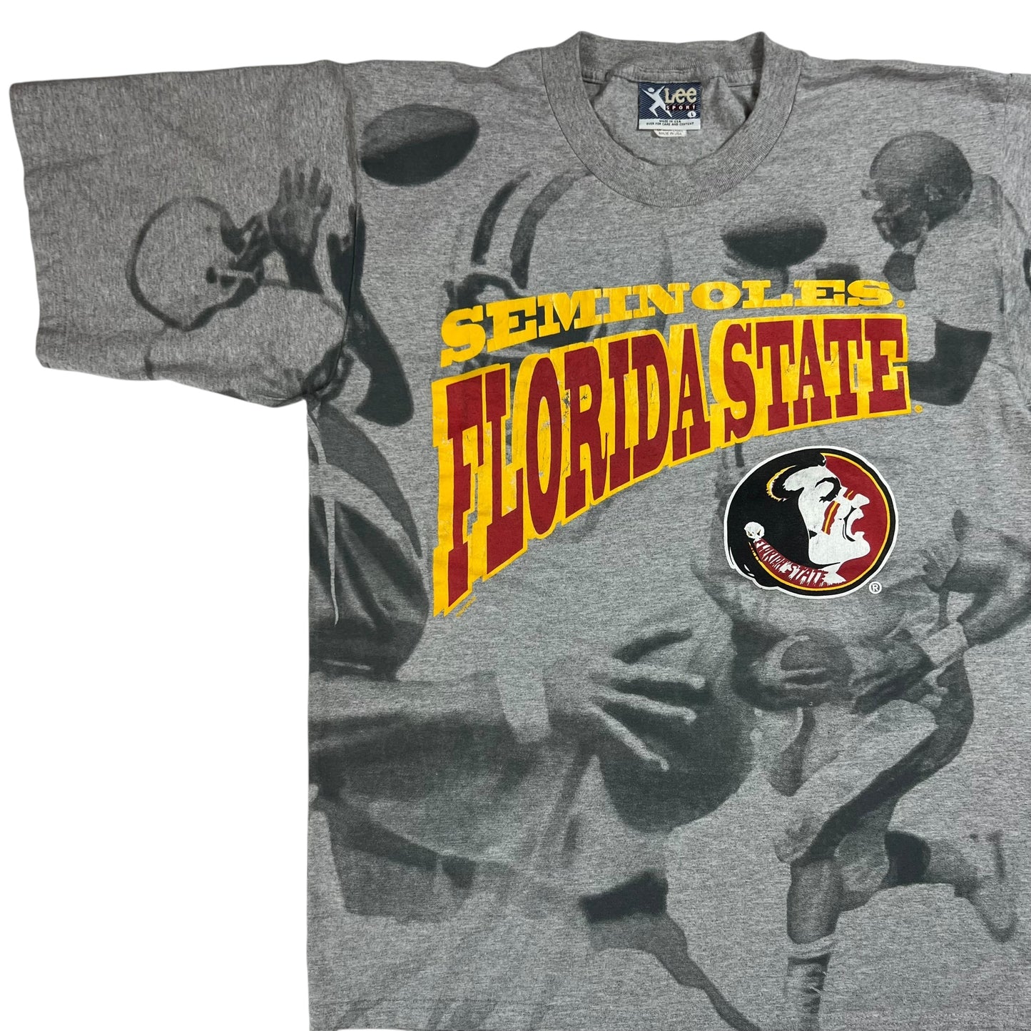 Vintage 90s Florida State University Seminoles football all over print tee (L)