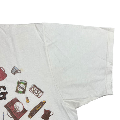 Vintage 90s Ah, Camping A Great excuse to eat beans and stop shaving all over print tee (XL)