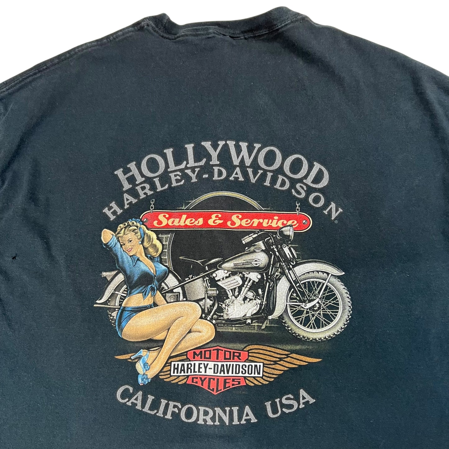 Vintage Y2K Harley Davidson Hollywood biker band tee (L)