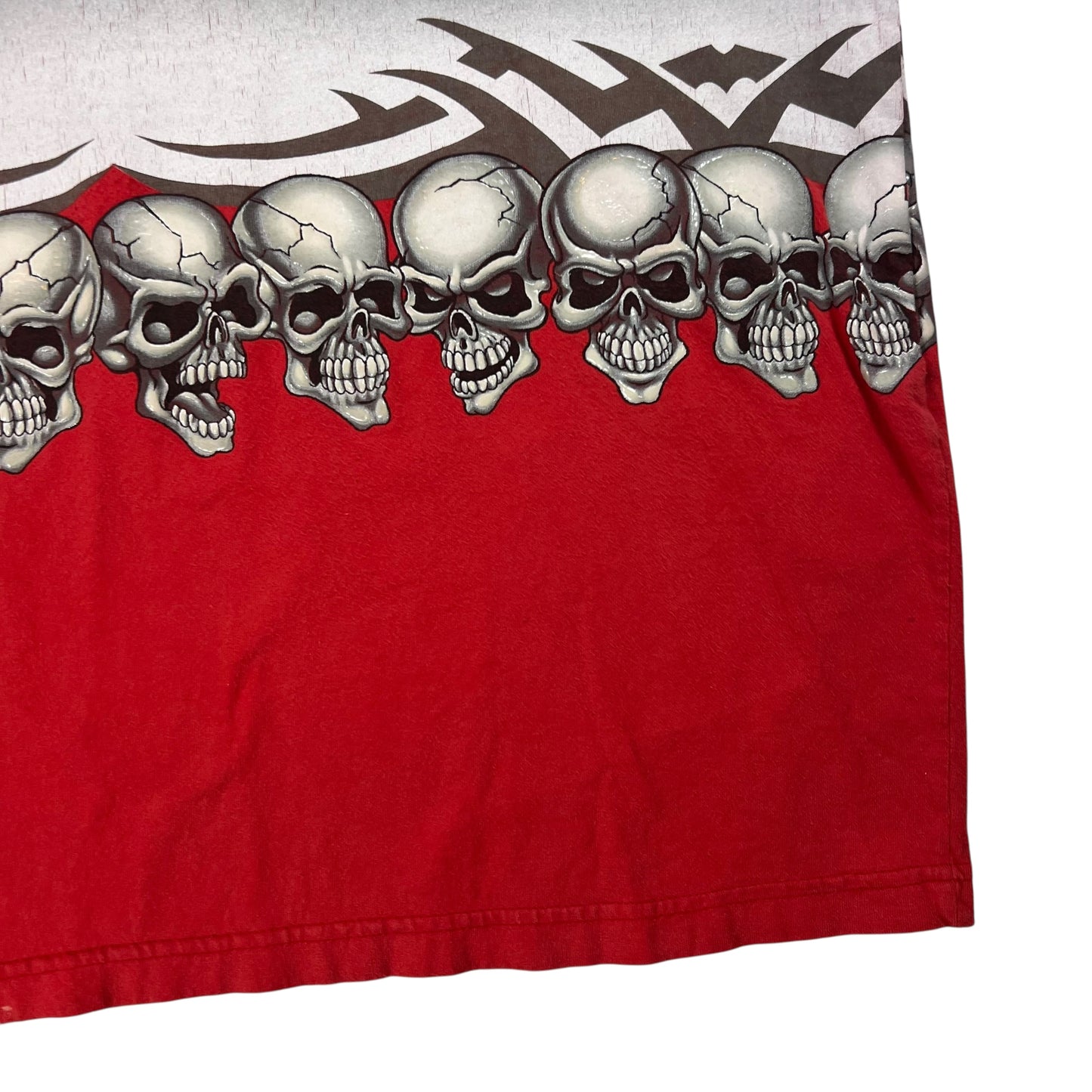 Vintage Y2K JNCO Jeans all over print wrap around skulls tee (XL)