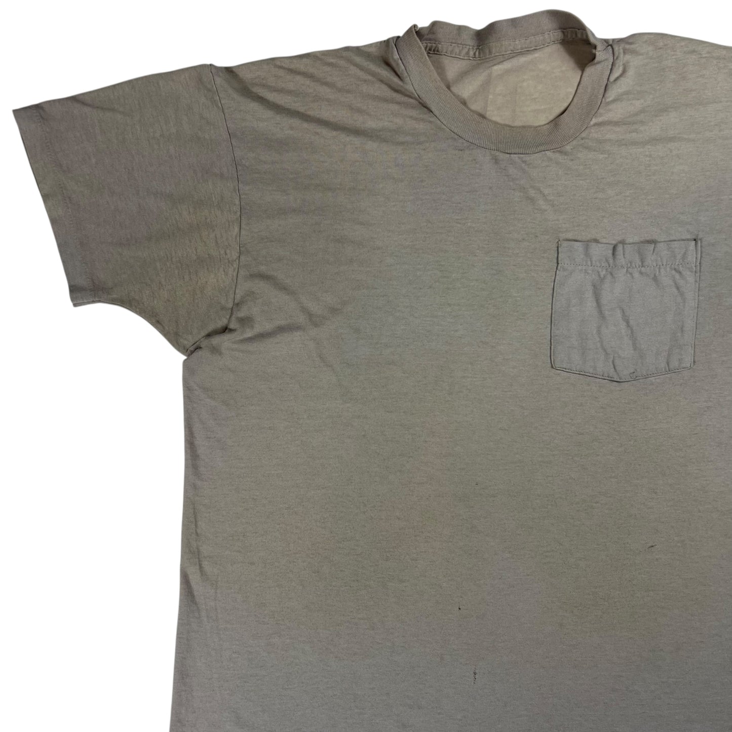 Vintage 80s single stitch selvedge beige faded pocket tee (L)