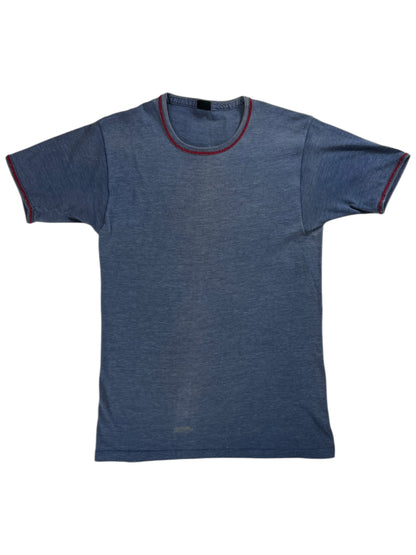 Vintage 1970s faded blue blank tee (M)