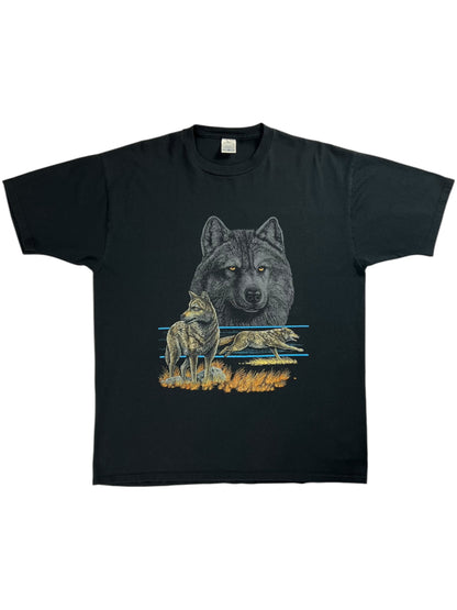 Vintage 90s Wolf nature print animal tee (XL)